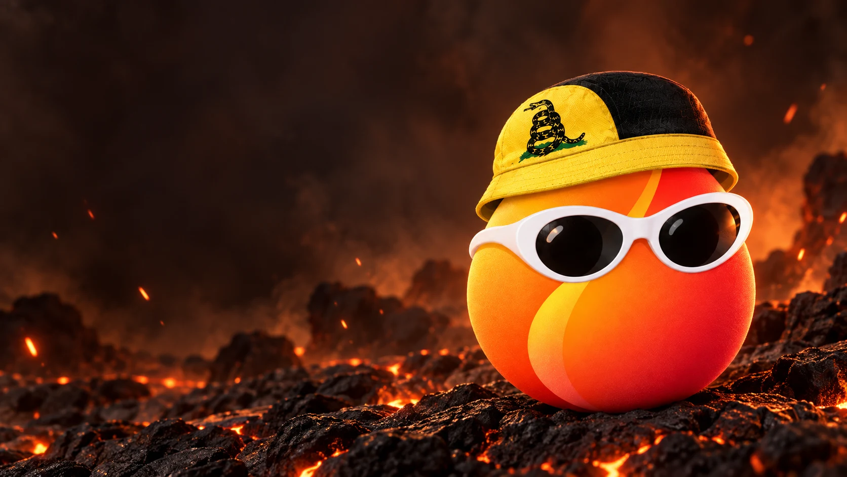 ALONBER chilling in a glowing ember landscape